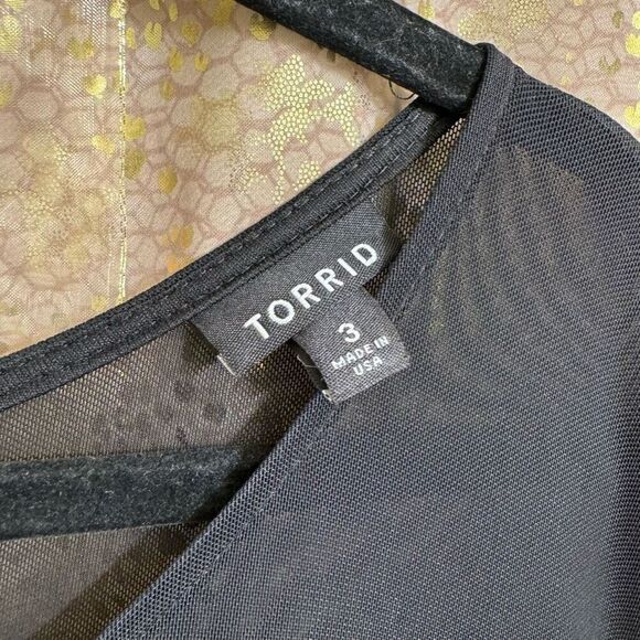 Torrid Black Long Sleeve Mesh Studded Rhinestone Skater Dress 3X 22-24 - Picture 7 of 10